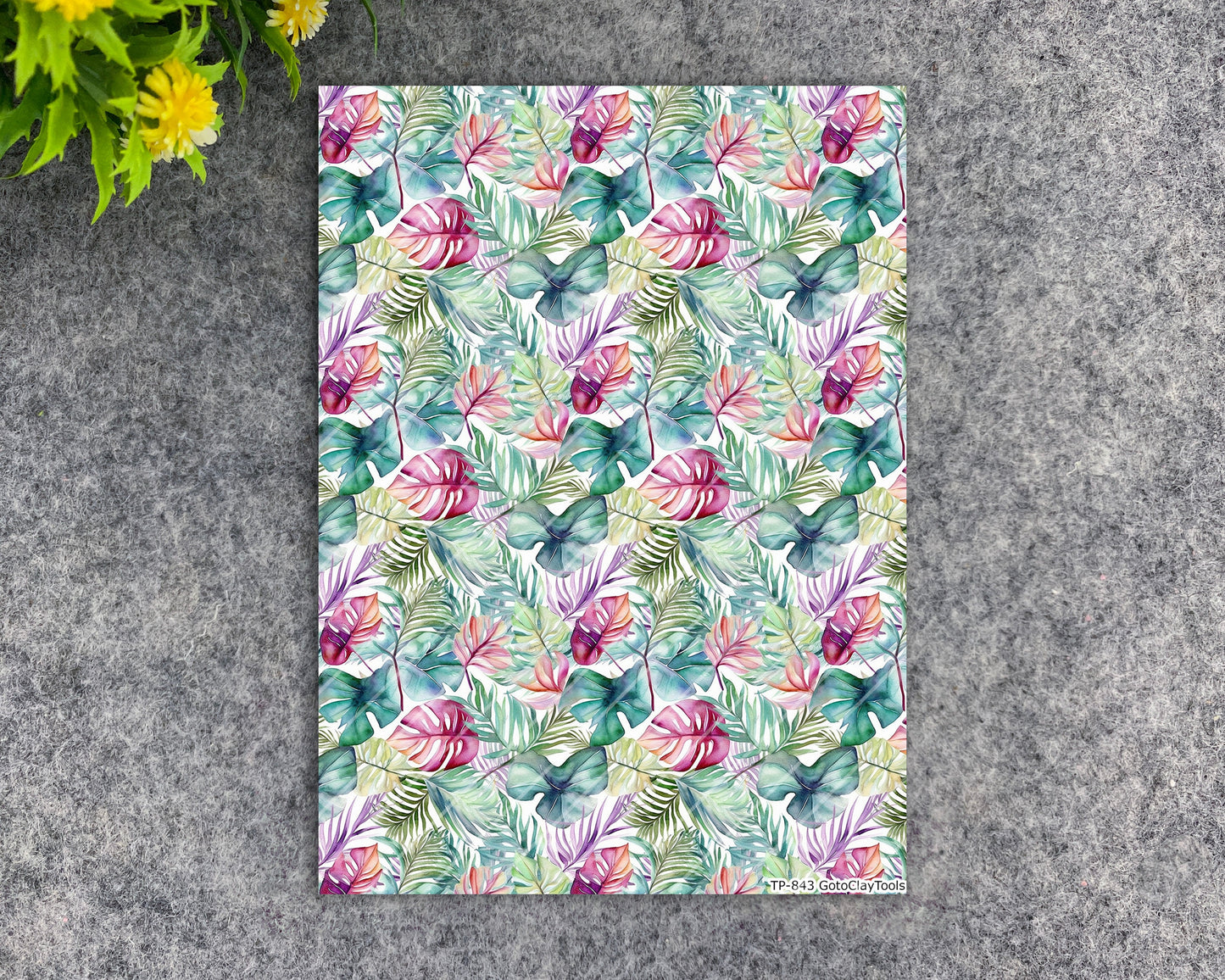 Transfer paper for polymer clay, Tropical monstera, water soluble transfer paper, polymer clay image transfers, magic transfer paper #843