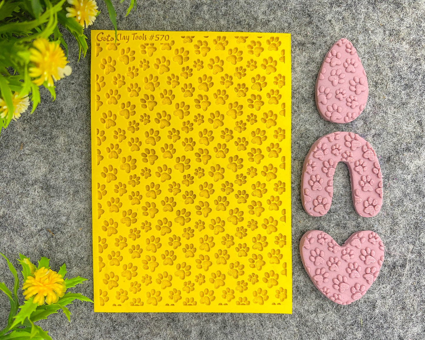 Dog Paws Texture mat for polymer clay, Polymer Clay Rubber Texture mat, Texture Tile mats, Fimo, Sculpey, Cernit #570