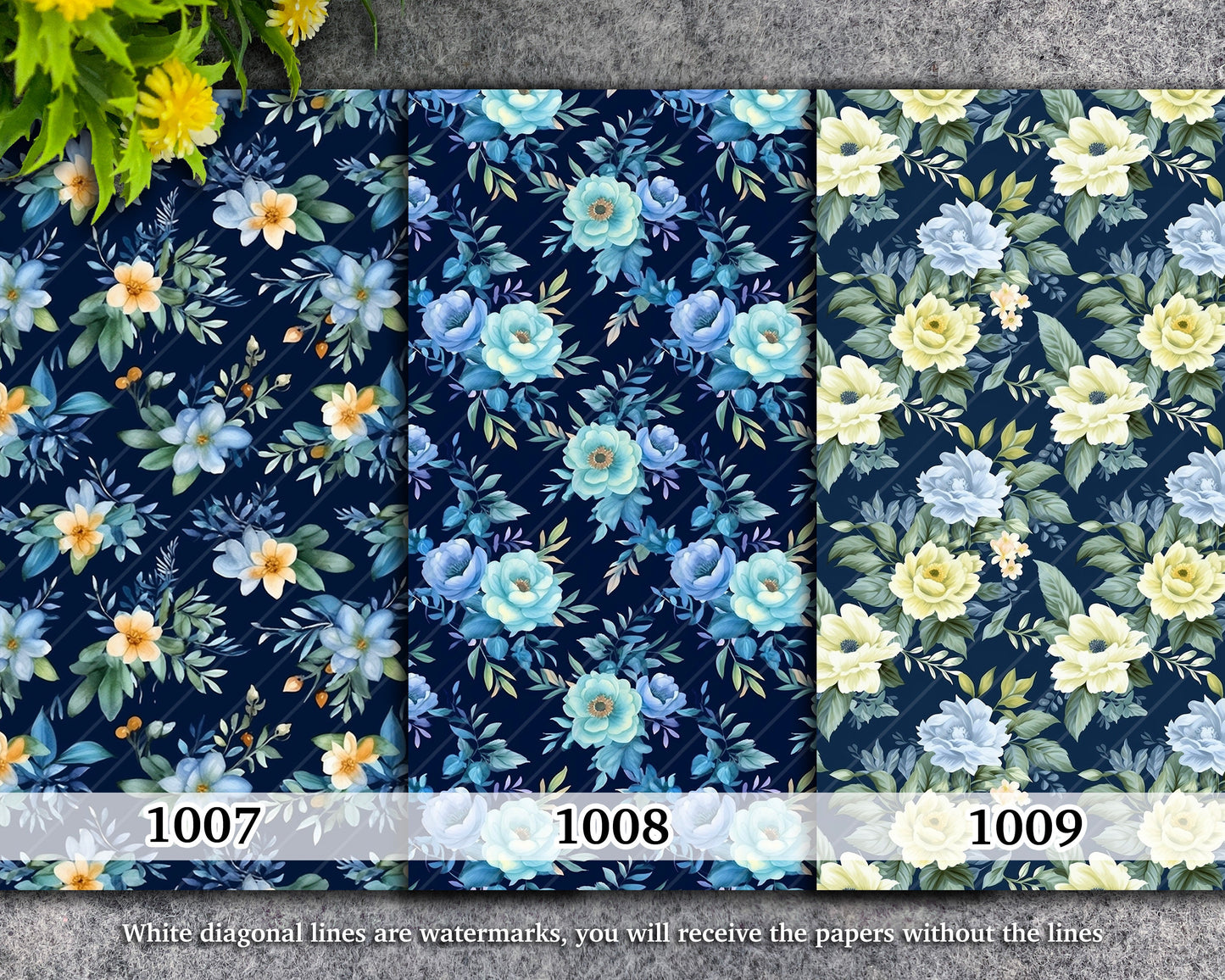 Water soluble Transfer paper for polymer clay, Blue floral patterns, polymer clay image transfers, magic transfer paper