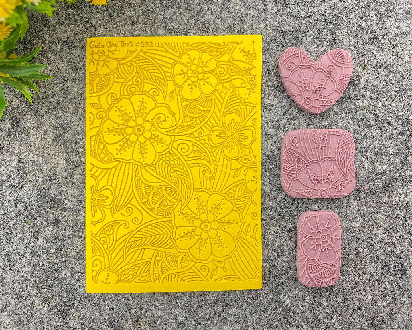 Henna Texture mat for polymer clay, Polymer Clay Rubber Texture mat, Texture Tile mats, Fimo, Sculpey, Cernit #582