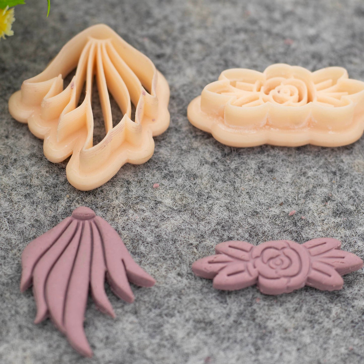 Ornamental embossed clay cutter, Rose polymer clay cutter for earring making #686-SET-3