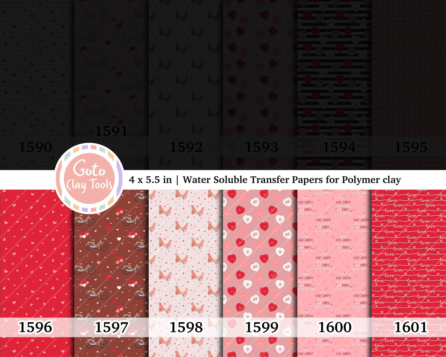 Valentine Water soluble Transfer paper for polymer clay, hand holding, love heart, polymer clay image transfers, magic transfer paper