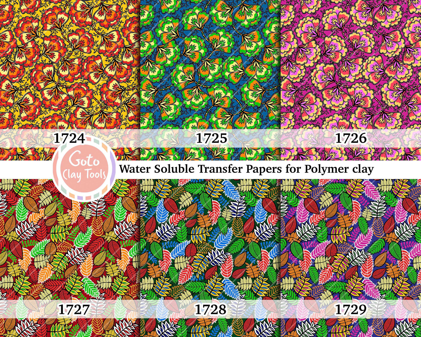 Water soluble Transfer paper for polymer clay, African Ankara pattern, polymer clay image transfers, magic transfer paper