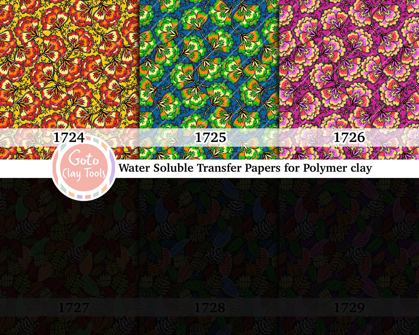 Water soluble Transfer paper for polymer clay, African Ankara pattern, polymer clay image transfers, magic transfer paper