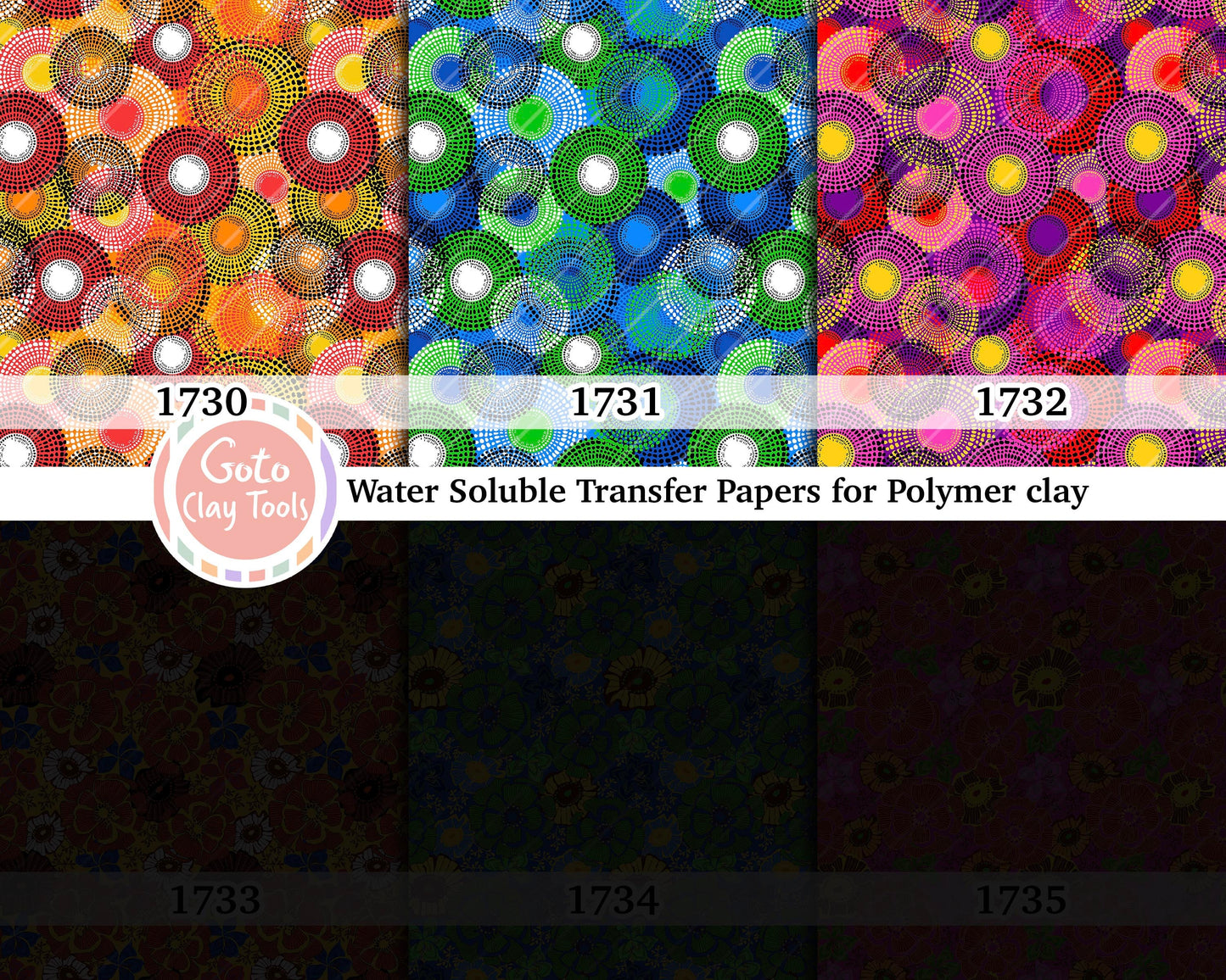 Water soluble Transfer paper for polymer clay, African Ankara pattern, polymer clay image transfers, magic transfer paper