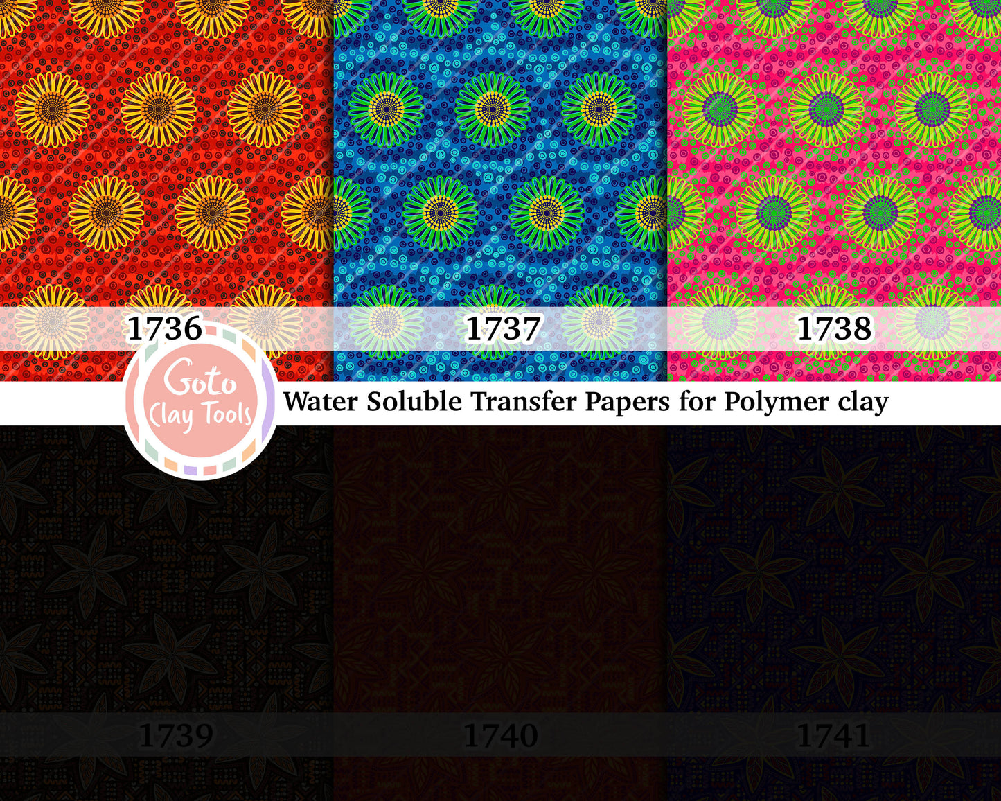 Water soluble Transfer paper for polymer clay, African Ankara pattern, polymer clay image transfers, magic transfer paper