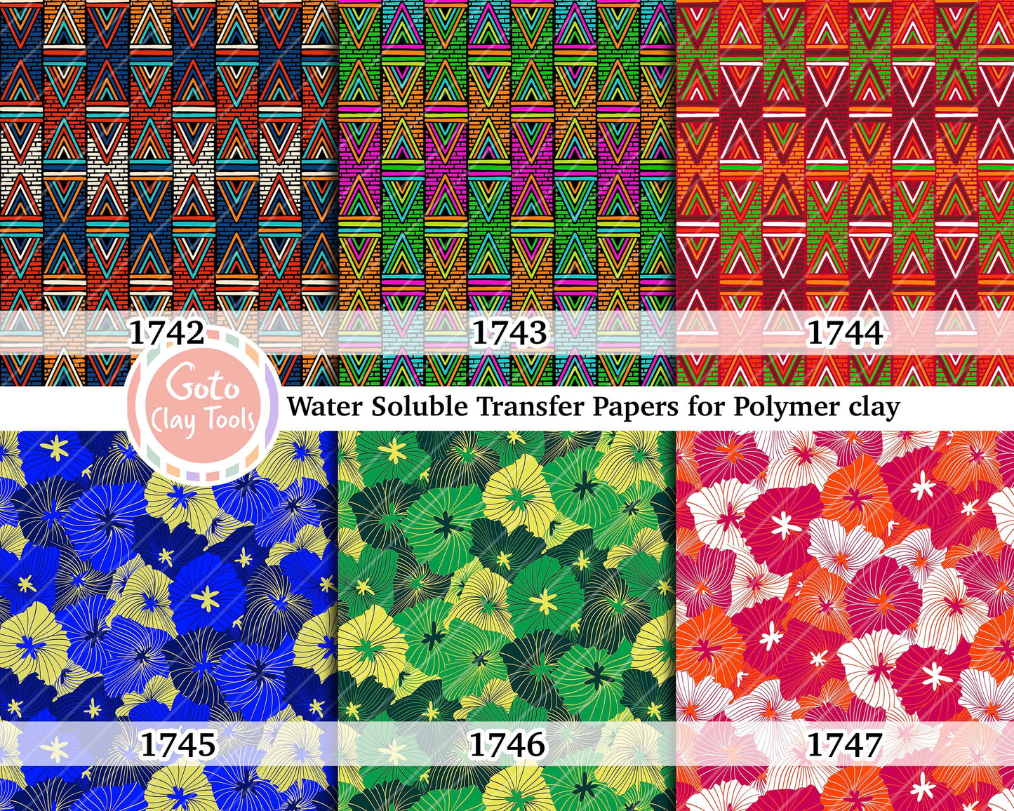 Water soluble Transfer paper for polymer clay, African Ankara pattern, polymer clay image transfers, magic transfer paper