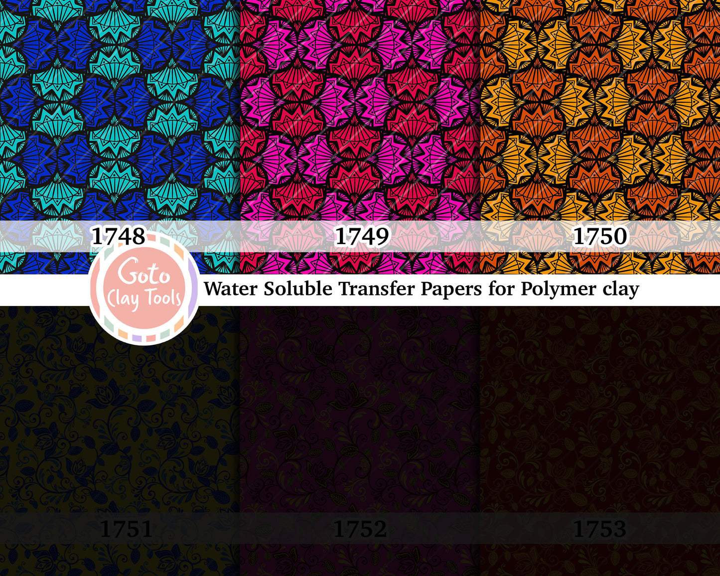 Water soluble Transfer paper for polymer clay, African Ankara pattern, polymer clay image transfers, magic transfer paper