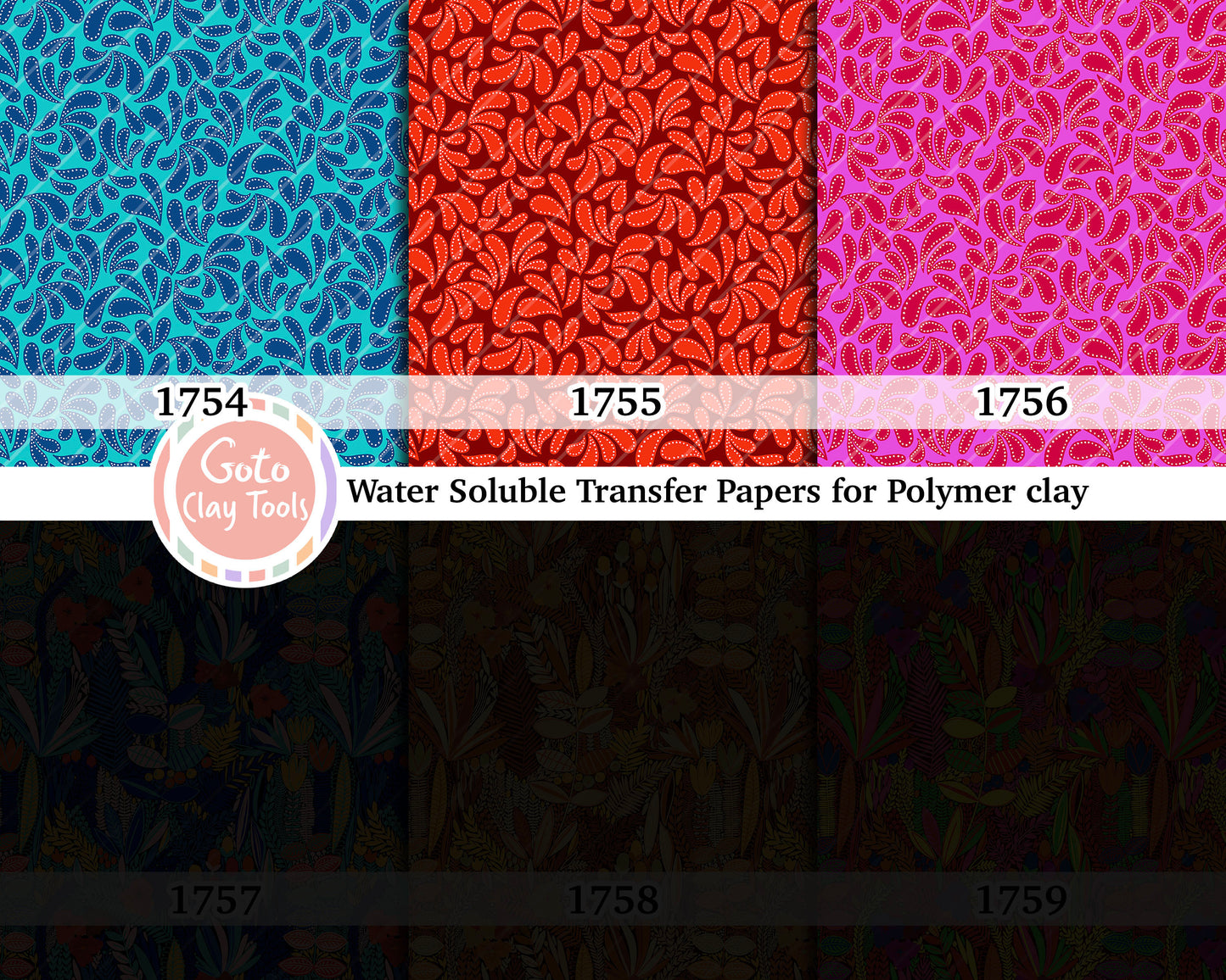 Water soluble Transfer paper for polymer clay, African Ankara pattern, polymer clay image transfers, magic transfer paper
