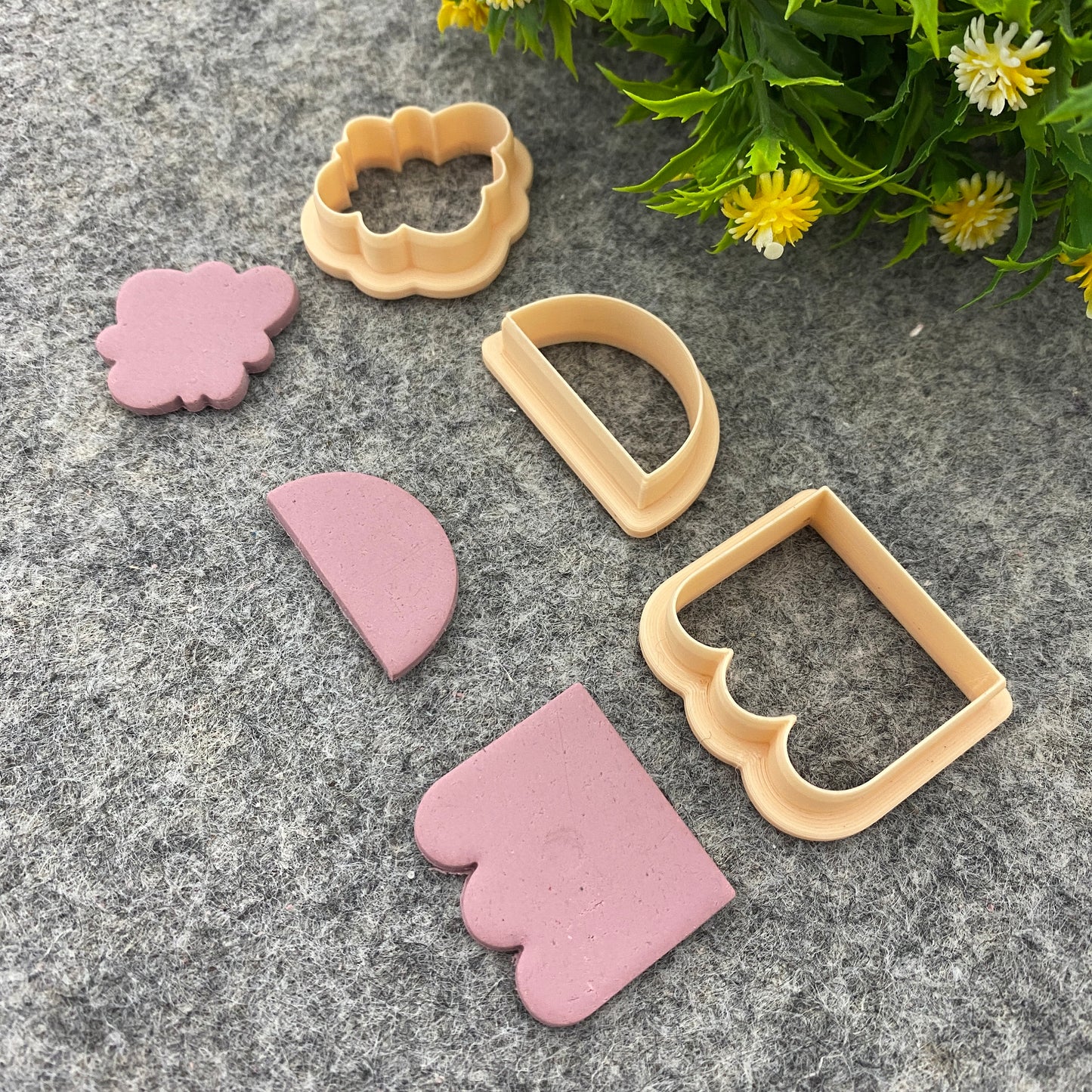 Organic shape clay cutter, polymer clay cutter for earring making, Half circle shape, Cloud shape, Bunting shape #672