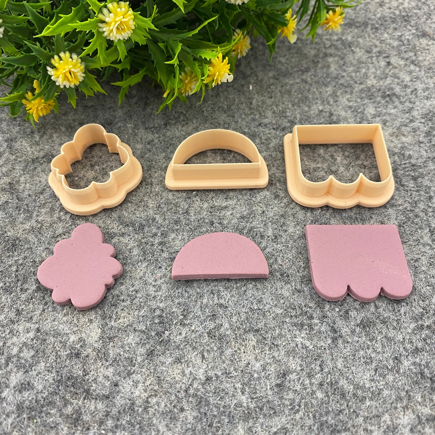 Organic shape clay cutter, polymer clay cutter for earring making, Half circle shape, Cloud shape, Bunting shape #672