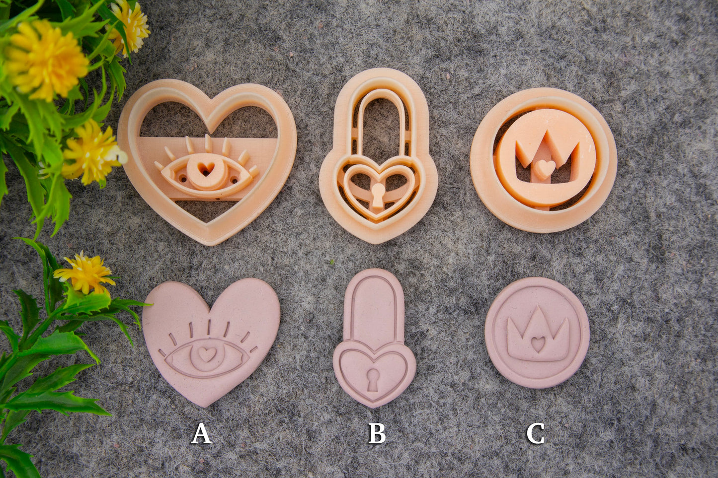 Valentine love lock, evil eye embossed clay cutter, polymer clay cutter for earring making #701