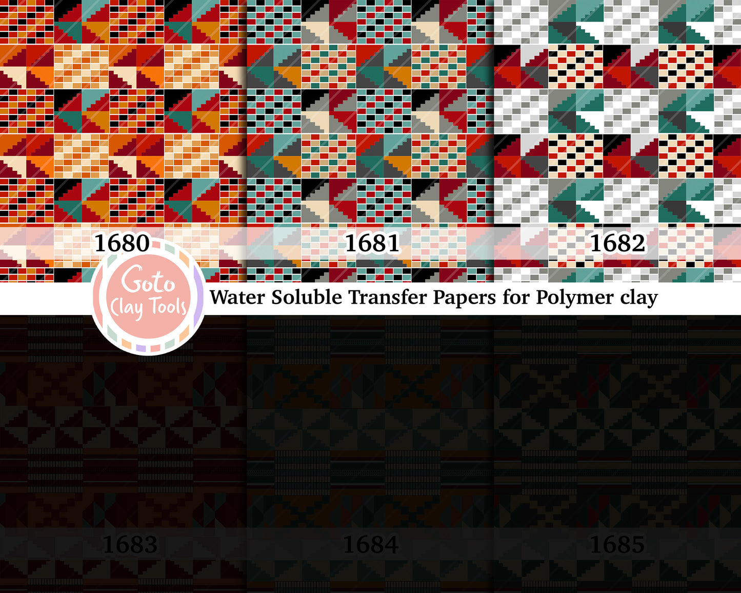 Water soluble Transfer paper for polymer clay, African Kente pattern, polymer clay image transfers, magic transfer paper