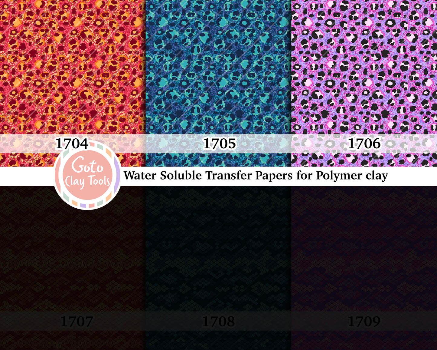 Water soluble Transfer paper for polymer clay, Neon animal skin pattern, polymer clay image transfers, magic transfer paper