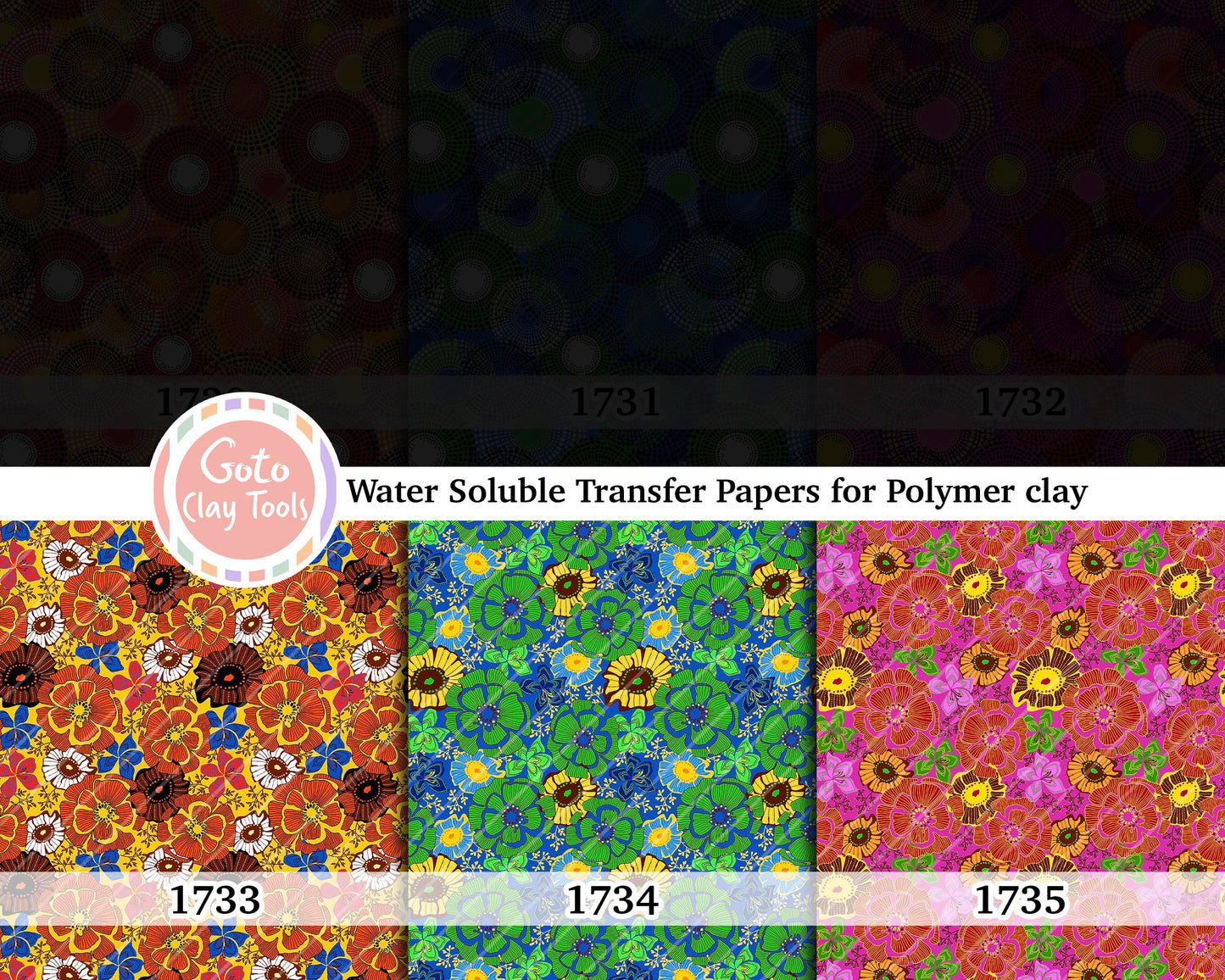 Water soluble Transfer paper for polymer clay, African Ankara pattern, polymer clay image transfers, magic transfer paper