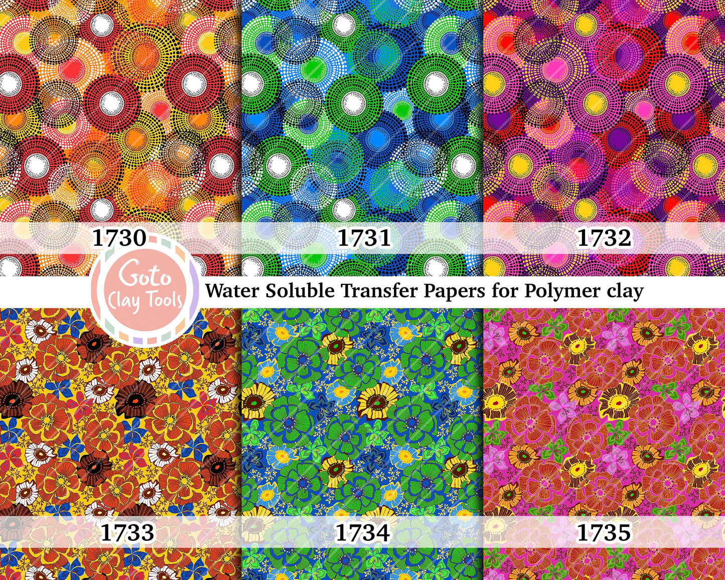 Water soluble Transfer paper for polymer clay, African Ankara pattern, polymer clay image transfers, magic transfer paper