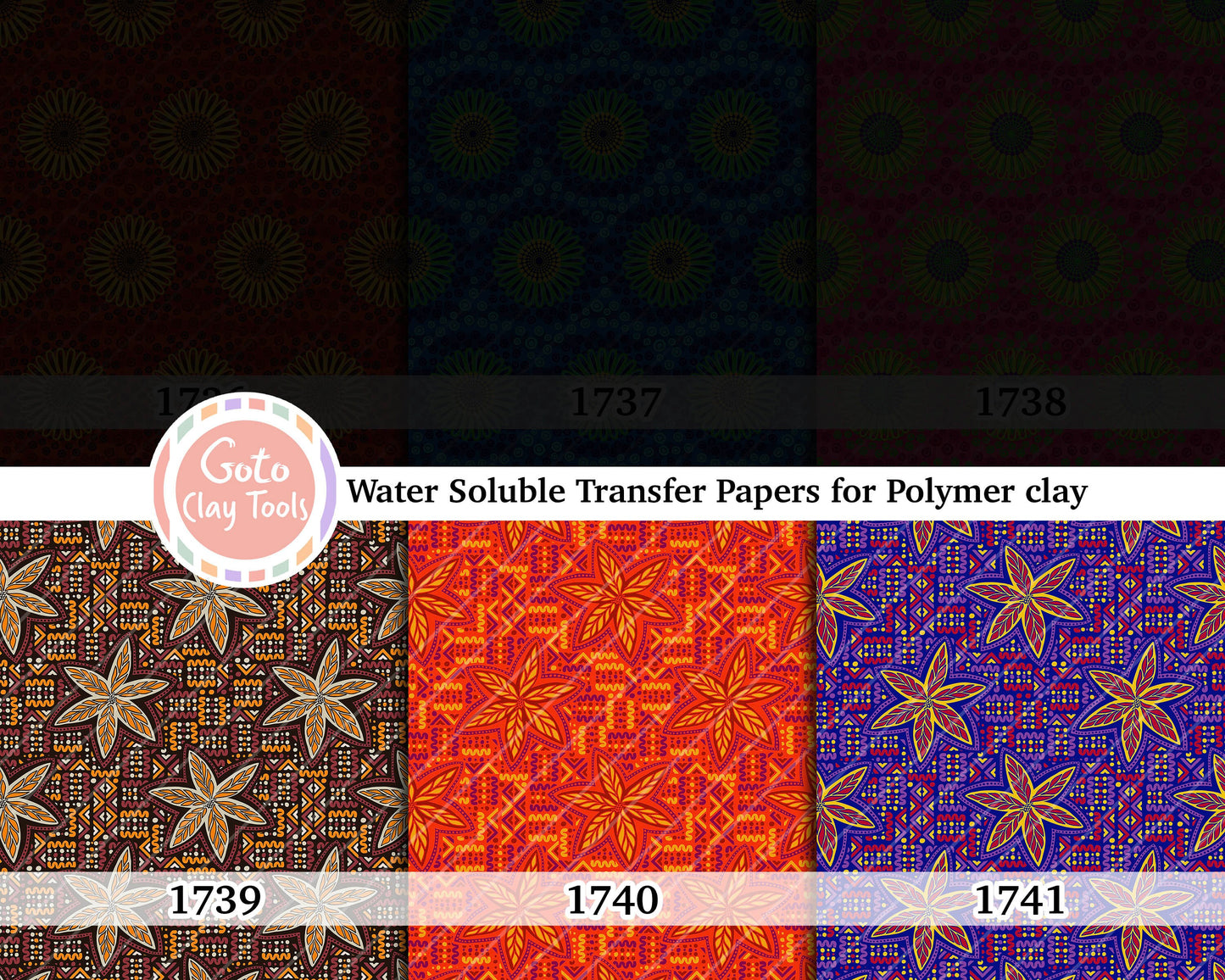 Water soluble Transfer paper for polymer clay, African Ankara pattern, polymer clay image transfers, magic transfer paper