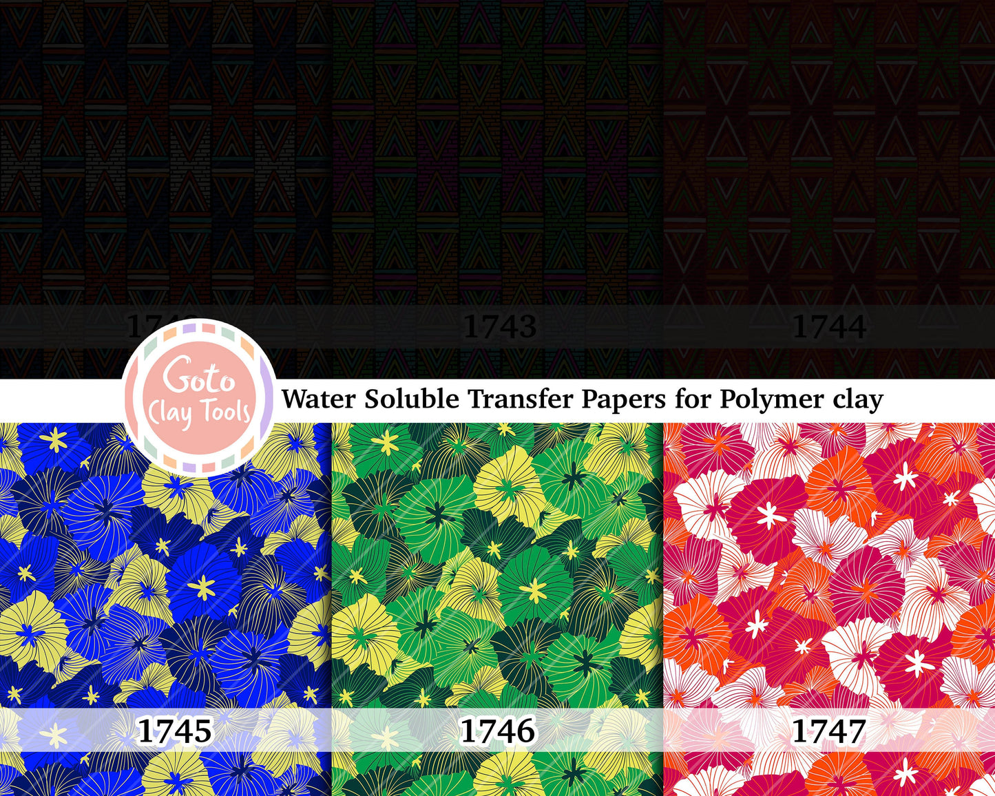 Water soluble Transfer paper for polymer clay, African Ankara pattern, polymer clay image transfers, magic transfer paper