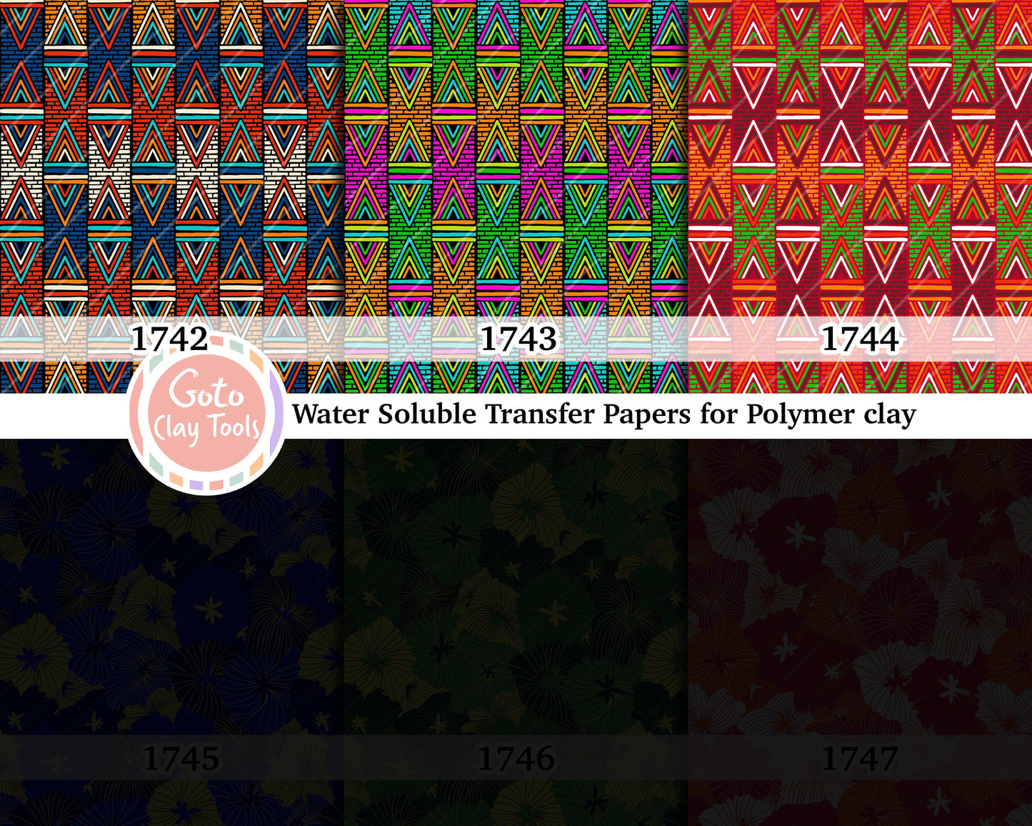 Water soluble Transfer paper for polymer clay, African Ankara pattern, polymer clay image transfers, magic transfer paper