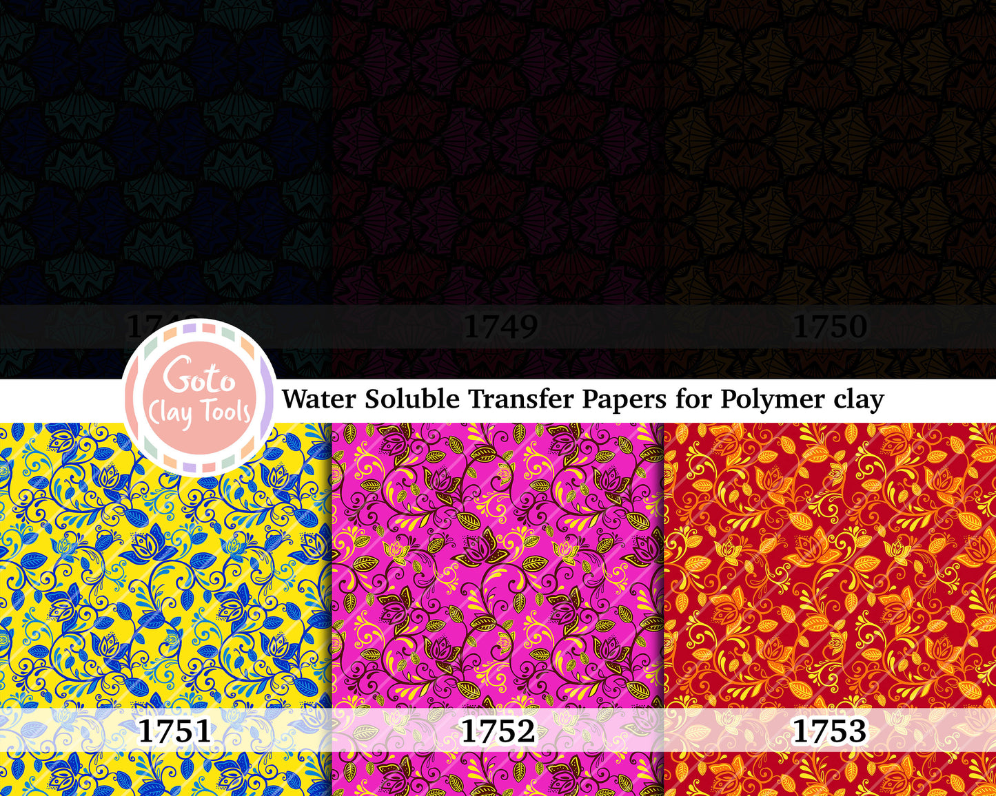 Water soluble Transfer paper for polymer clay, African Ankara pattern, polymer clay image transfers, magic transfer paper