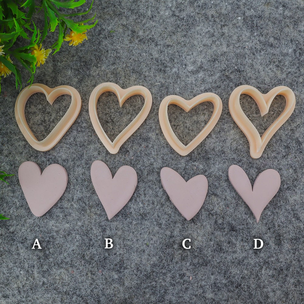 Valentine heart clay cutter, polymer clay cutter for earring making #707-3