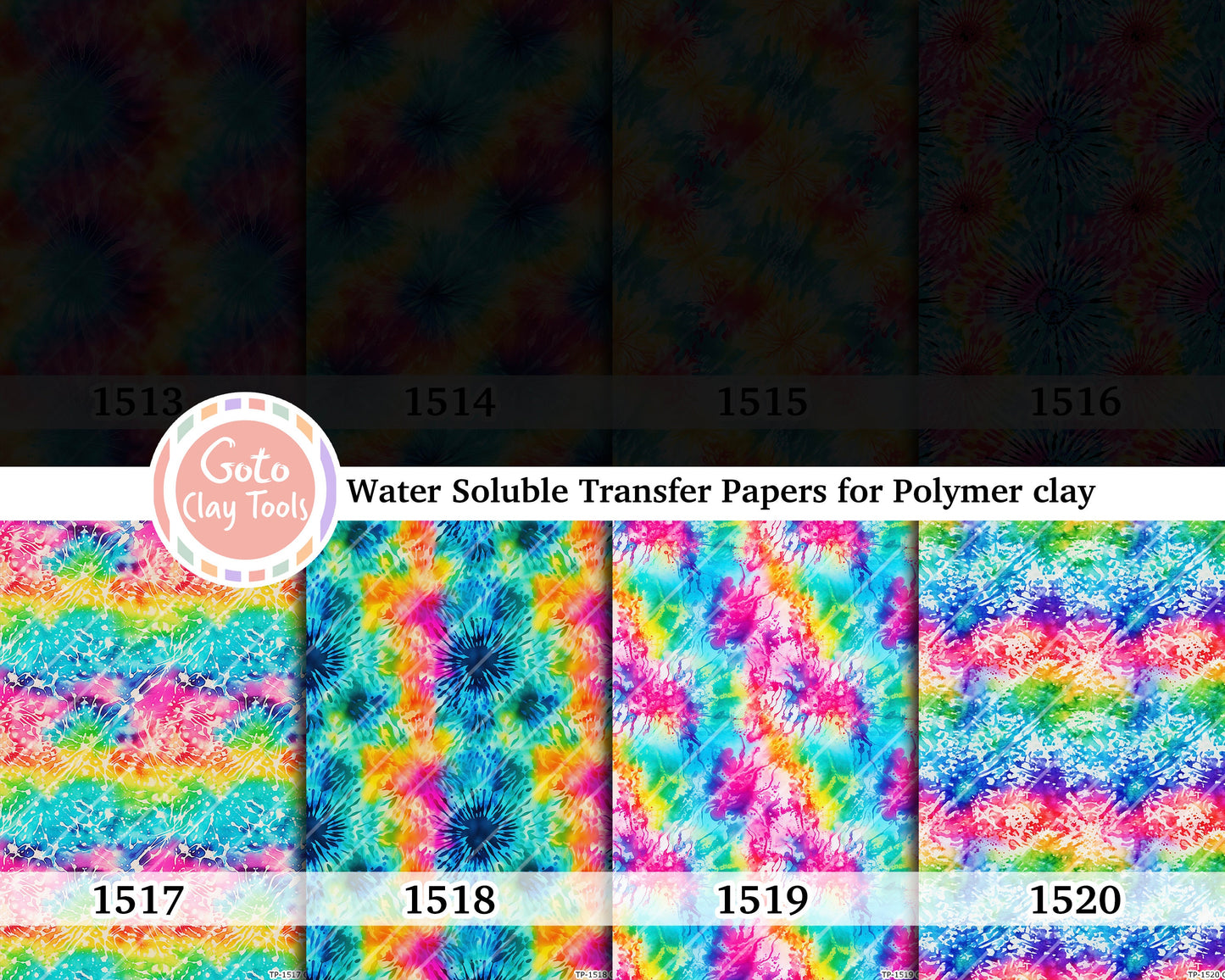 Water soluble Transfer paper for polymer clay, Rainbow tie dye, polymer clay image transfers, magic transfer paper