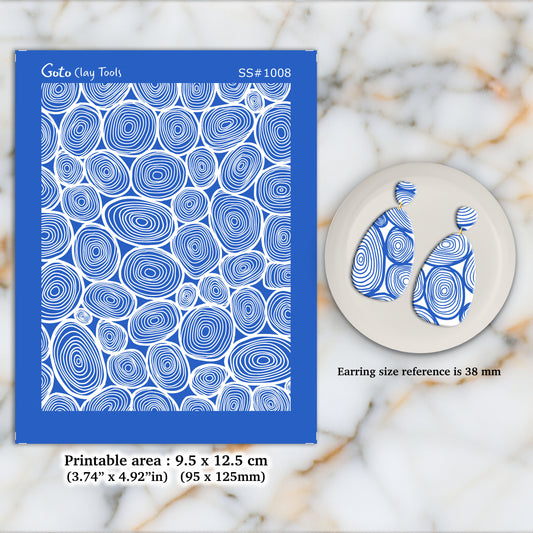 Circle contour Silkscreen for Polymer Clay Earring making, Clay Stencils, Clay Earring Silkscreen, Polymer Clay Supplies  SS#1008