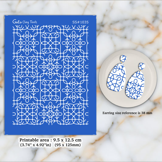 Geometric Silkscreen for Polymer Clay Earring making, Clay Stencils, Clay Earring Silkscreen, Polymer Clay Supplies  SS#1035