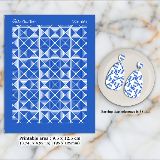 African geometric pattern Silkscreen for Polymer Clay Earring making, Clay Stencils, Clay Earring Silkscreen, Polymer Clay Supplies SS#1064