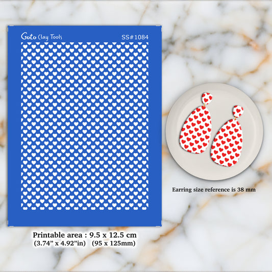 Heart pattern Silkscreen for Polymer Clay Earring making, Clay Stencils, Clay Earring Silkscreen, Polymer Clay Supplies SS#1084