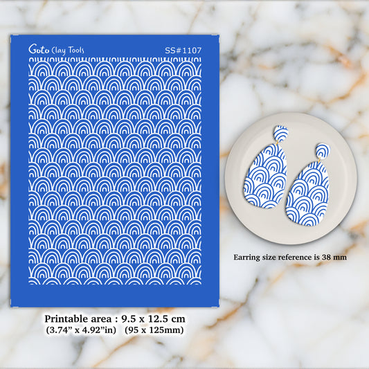 Bohemian arch pattern Silkscreen for Polymer Clay Earring making, Clay Stencils, Clay Earring Silkscreen, Polymer Clay Supplies SS#1107