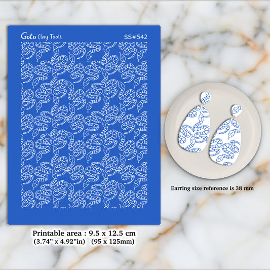 Snakes Silkscreen for Polymer Clay Earring making, Clay Stencils, Clay Earring Silkscreen, Polymer Clay Supplies SS#542