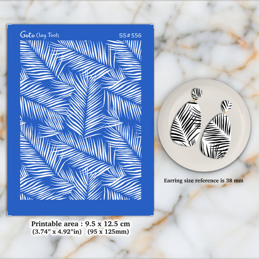 Palm Leaves Silkscreen for Polymer Clay Earring making, Clay Stencils, Clay Earring Silkscreen, Polymer Clay Supplies SS#556