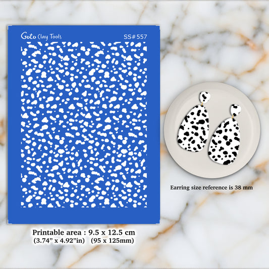 Dalmatian skin Silkscreen for Polymer Clay Earring making, Clay Stencils, Clay Earring Silkscreen, Polymer Clay Supplies SS#557