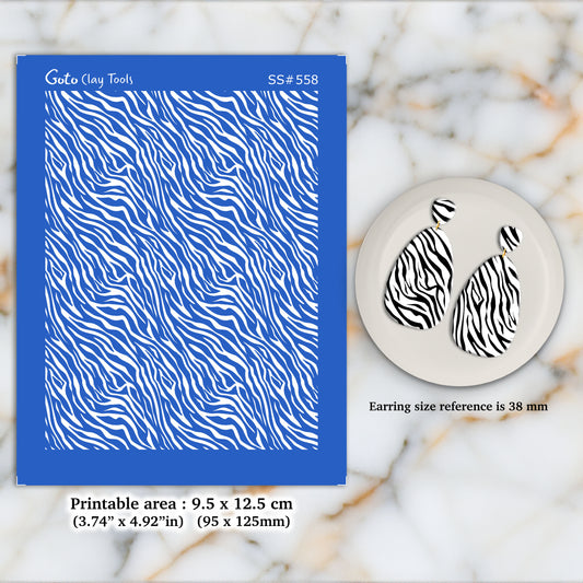 Zebra Silkscreen for Polymer Clay Earring making, Clay Stencils, Clay Earring Silkscreen, Polymer Clay Supplies SS#558