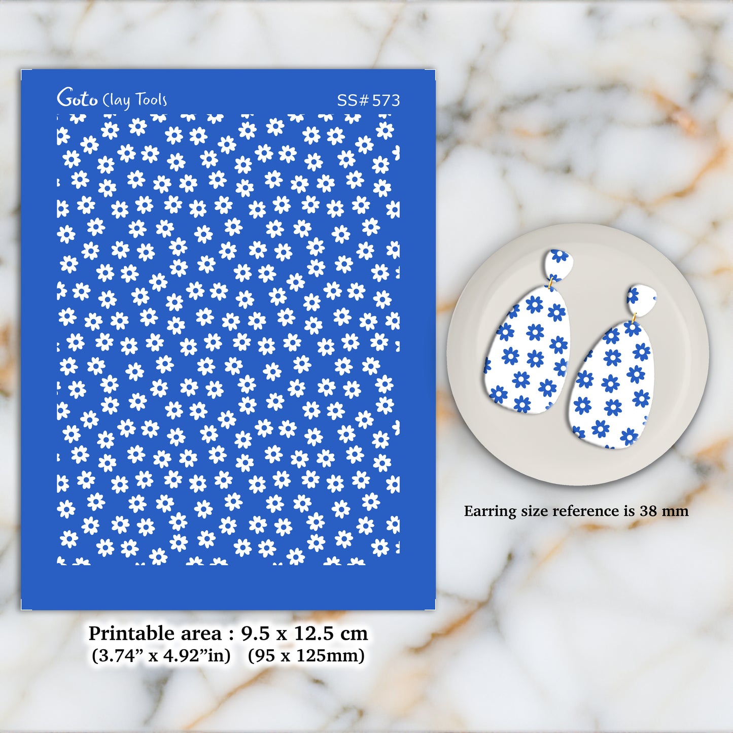 Scattered flowers Silkscreen for Polymer Clay Earring making, Clay Stencils, Clay Earring Silkscreen, Polymer Clay Supplies SS#573