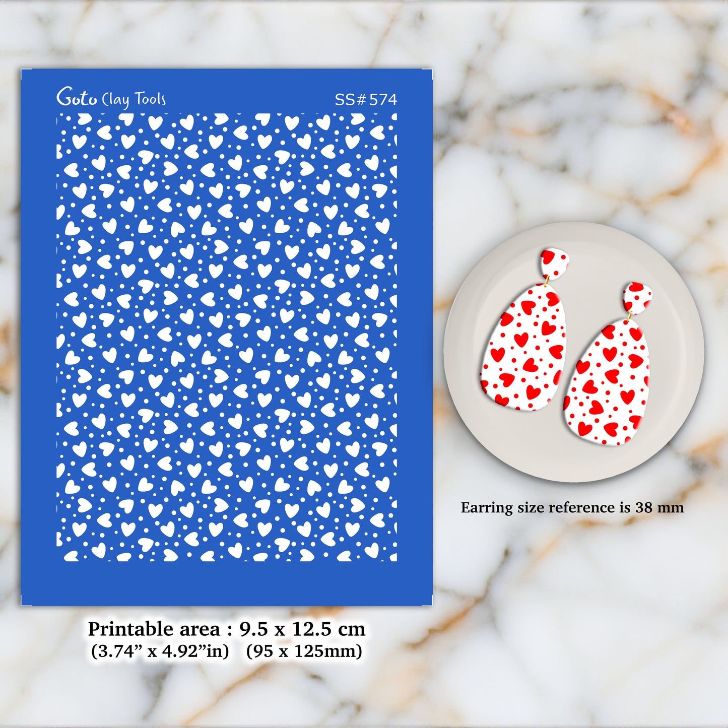 Heart pattern Silkscreen for Polymer Clay Earring making, Clay Stencils, Clay Earring Silkscreen, Polymer Clay Supplies SS#574