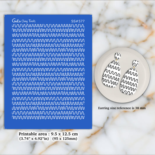 Waves Silkscreen for Polymer Clay Earring making, Clay Stencils, Clay Earring Silkscreen, Polymer Clay Supplies SS#577