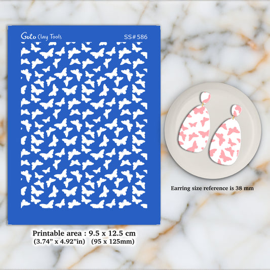 Butterfly Silkscreen for Polymer Clay Earring making, Clay Stencils, Clay Earring Silkscreen, Polymer Clay Supplies SS#586