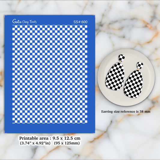 Checkered Silkscreen for Polymer Clay Earring making, Clay Stencils, Clay Earring Silkscreen, Polymer Clay Supplies SS#600