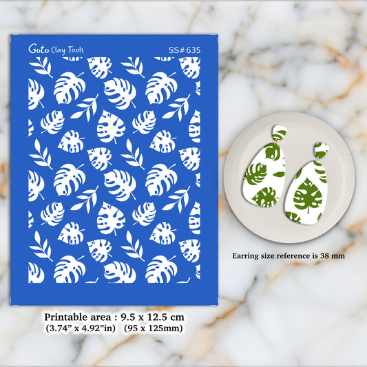 Monstera Silkscreen for Polymer Clay Earring making, Clay Stencils, Clay Earring Silkscreen, Polymer Clay Supplies SS#635