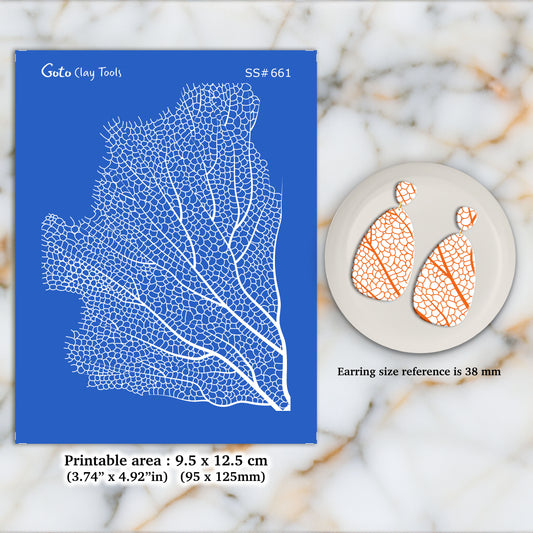 Coral Silkscreen for Polymer Clay Earring making, Clay Stencils, Clay Earring Silkscreen, Polymer Clay Supplies SS#661