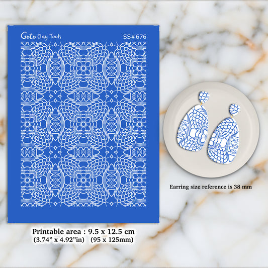 Crochet Silkscreen for Polymer Clay Earring making, Clay Stencils, Clay Earring Silkscreen, Polymer Clay Supplies SS#676