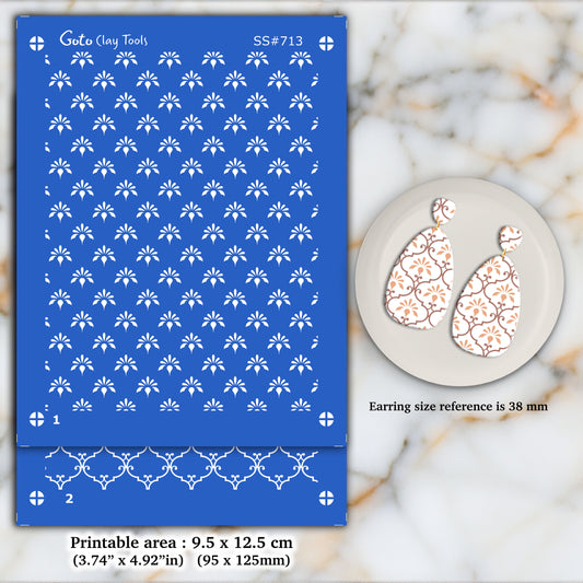 2 layers Ornamental Silkscreen for Polymer Clay Earring making, Clay Stencils, Clay Earring Silkscreen, Polymer Clay Supplies SS#713