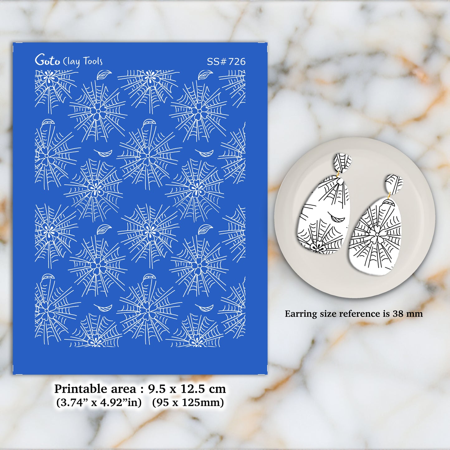 Spider Web and flower Silkscreen for Polymer Clay Earring making, Clay Stencils, Clay Earring Silkscreen, Polymer Clay Supplies SS#726