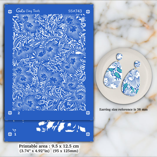 Silkscreen for Polymer Clay Earring making, Clay Stencils, Clay Earring Silkscreen, Polymer Clay Supplies SS#743