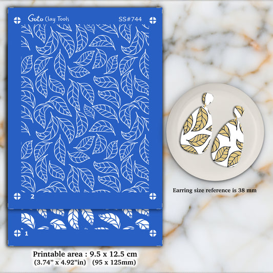 2 layers Leaves Silkscreen for Polymer Clay Earring making, Clay Stencils, Clay Earring Silkscreen, Polymer Clay Supplies SS#744
