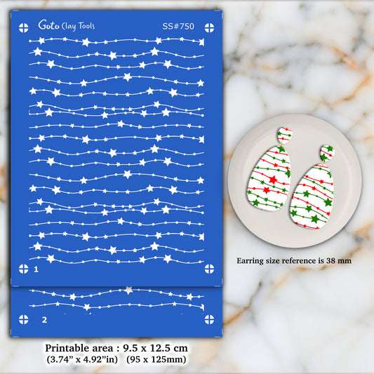 2 Layer Star Christmas Silkscreen for Polymer Clay Earring making, Clay Stencils, Clay Earring Silkscreen, Polymer Clay Supplies SS#750