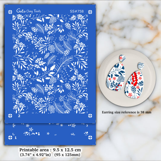 2 Layer Silkscreen for Polymer Clay Earring making, Clay Stencils, Clay Earring Silkscreen, Polymer Clay Supplies SS#758