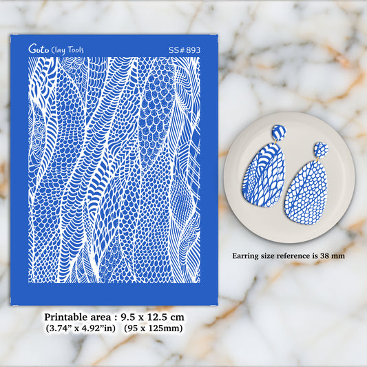 Snake skin Silkscreen for Polymer Clay Earring making, Clay Stencils, Clay Earring Silkscreen, Polymer Clay Supplies SS#893